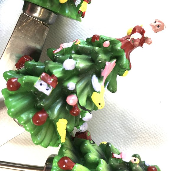 SPODE Christmas Tree Stainless Steel Canapé Cheese spreader Knives 2 Forks VTG - Picture 6 of 8